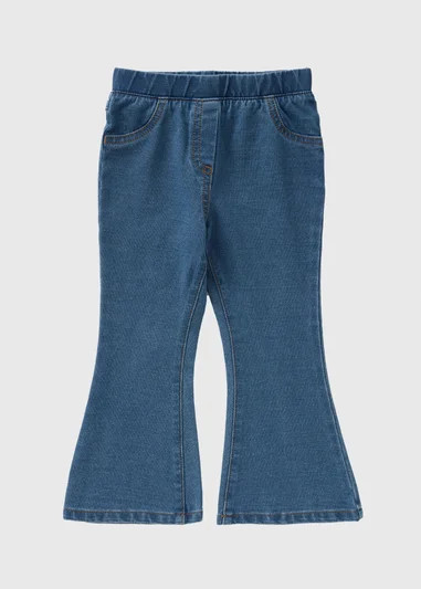 Girls Mid Wash Flare Jeggings